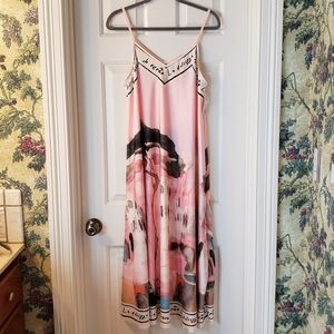 NWT! ITALIAN IMPORT Elegant Pink Multicolor Sleeveless Dress (M/L)